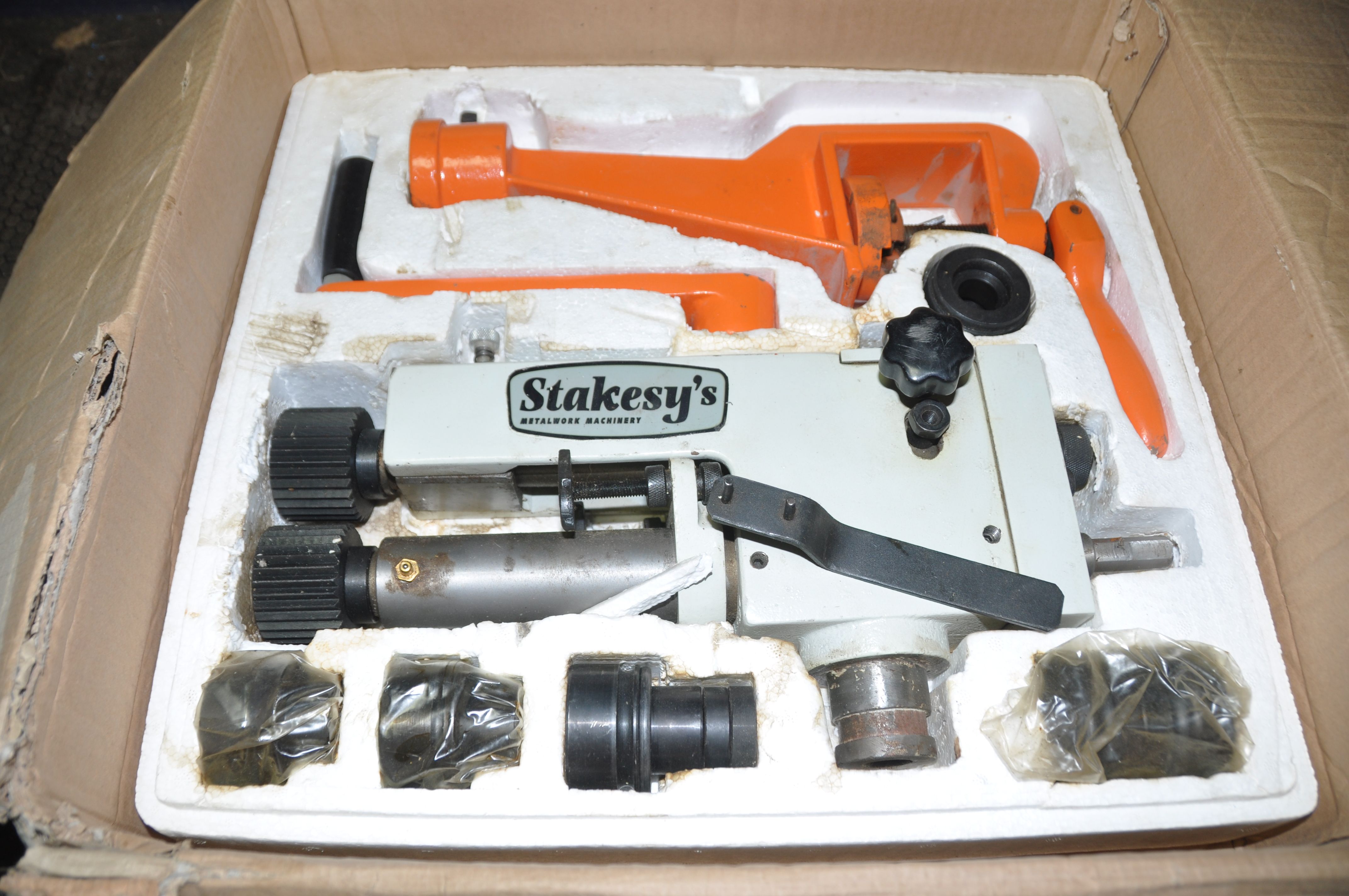 A STAKESEY'S SHEET METAL SWAGING AND BEADING MACHINE manual operation, with five collar sets in - Image 2 of 3