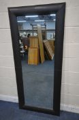 A LARGE NEXT RECTANGULAR BROWN LEATHERETTE MIRROR, 181cm x 80cm (condition report: good)