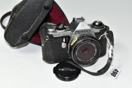 A PENTAX ME 35MM CAMERA, fitted with a Pentax f2.8 40mm lens, cased (1) (Condition Report: generally