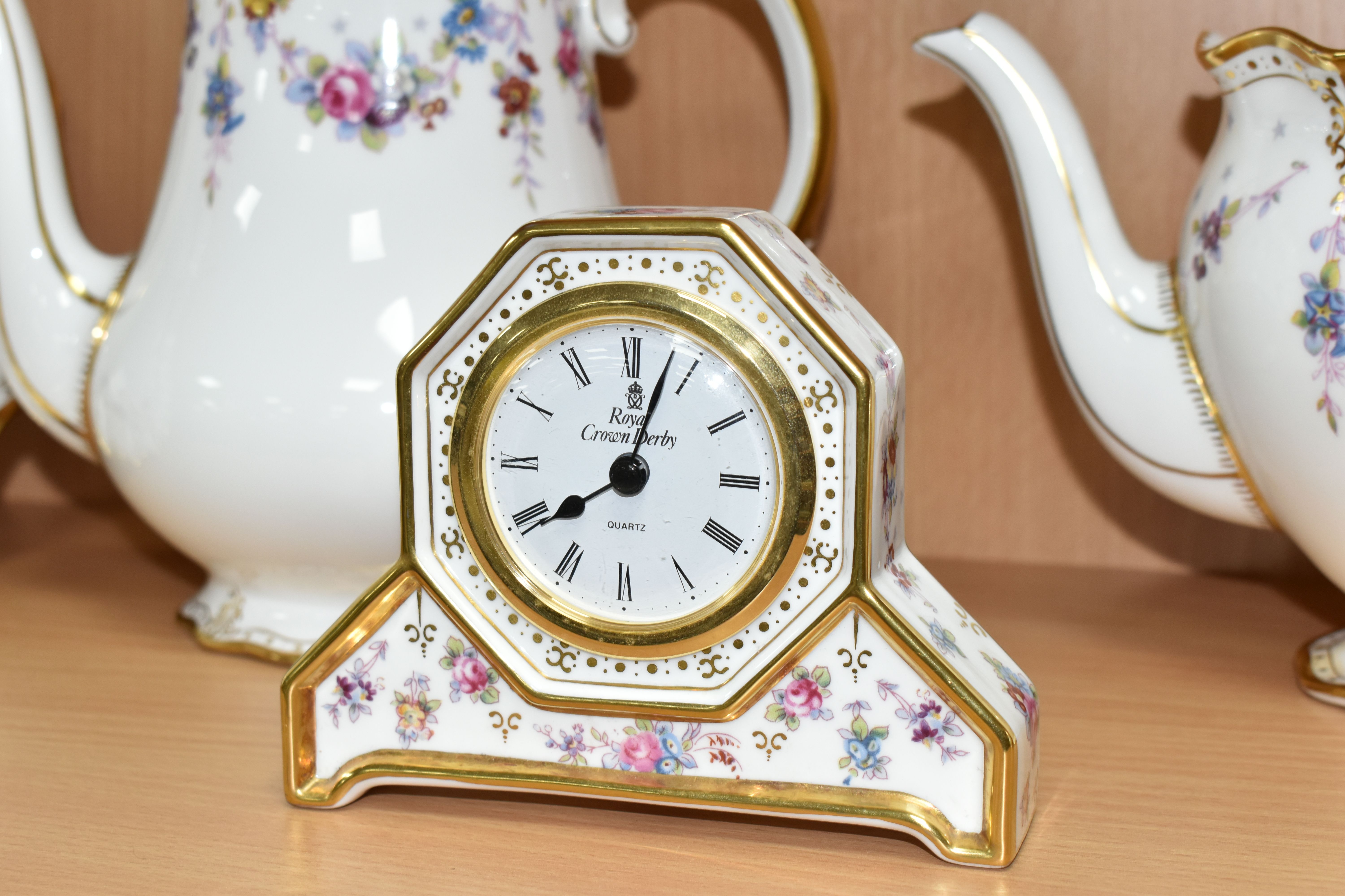 A TWENTY SEVEN PIECE ROYAL CROWN DERBY 'ROYAL ANTOINETTE' A1225 TEA SERVICE, comprising a teapot ( - Image 8 of 15