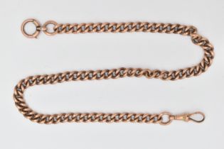 AN ALBERT CHAIN, the curb link chain with lobster claw clasp to one terminal and spring release