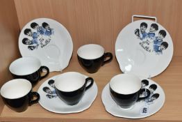 FOUR WASHINGTON POTTERY 'THE BEATLES' BISCUIT PLATE SETS, comprising four biscuit plates, each