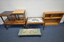 A SELECTION OF OCCASIONAL FURNITURE, to include a teak framed rectangular coffee table, with