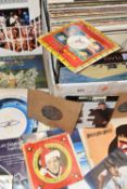 ONE BOX OF FOLK AND ROCK MUSIC L.P'S AND SINGLES, comprising over one hundred L.P records, artists