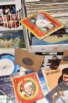 ONE BOX OF FOLK AND ROCK MUSIC L.P'S AND SINGLES, comprising over one hundred L.P records, artists