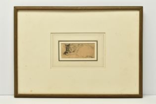 ATTRIBUTED TO WILLIAM HENRY HUNT (1790-1864) 'SLEEPING CAT', an unsigned sketch depicting a cat,