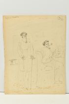 CIRCLE OF GILBERT KEITH CHESTERTON (1874-1936) UNSIGNED PENCIL SKETCHES OF MALE FIGURES, a double
