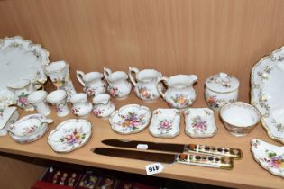 A COLLECTION OF ROYAL CROWN DERBY TEA WARES, comprising two Imari bread knives, for sale to OVER 18s