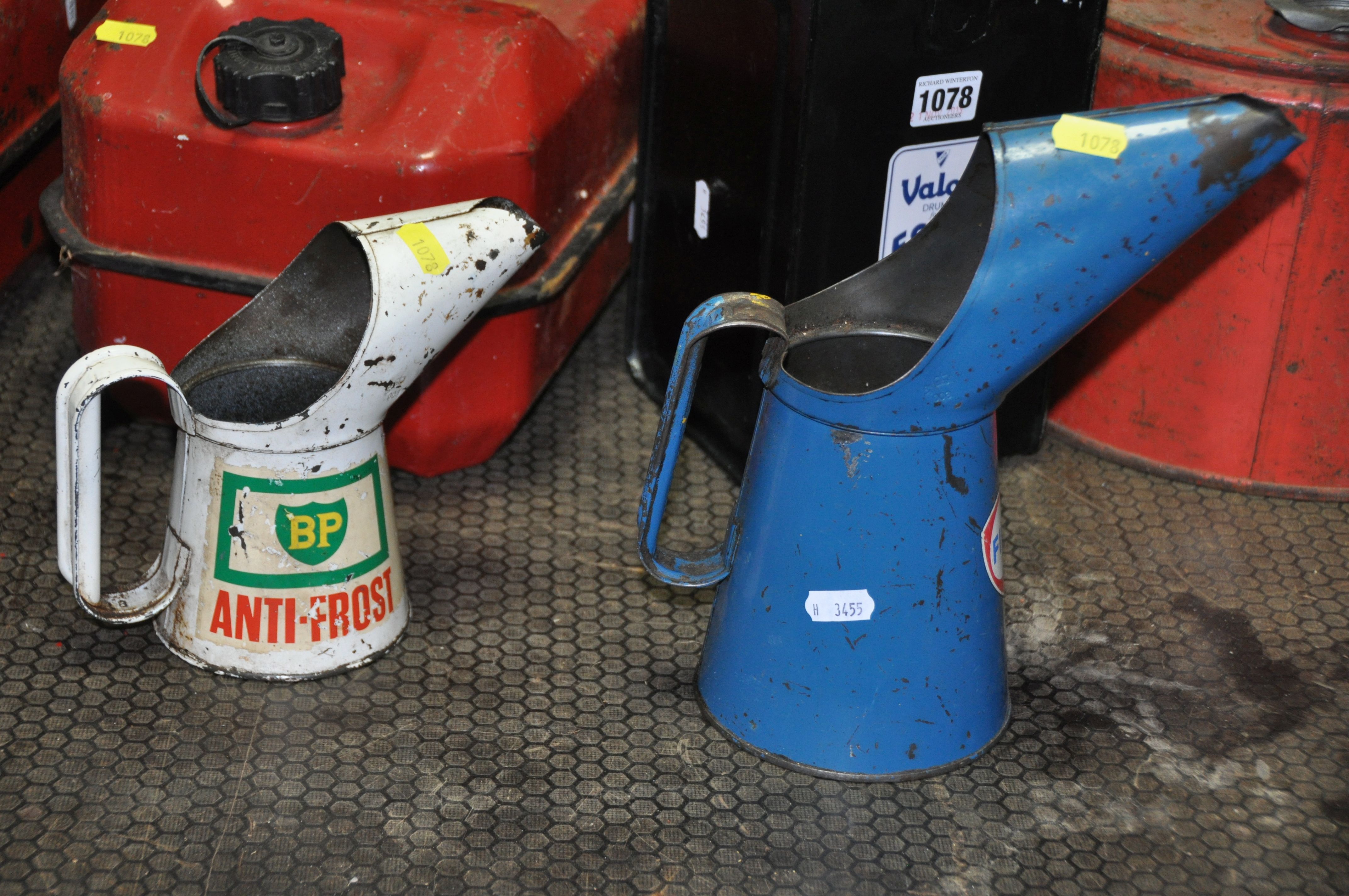 TEN VINTAGE FUEL AND OIL CANS including a Fina and a BP oil cans, two petrol cans, a Valor - Image 2 of 8