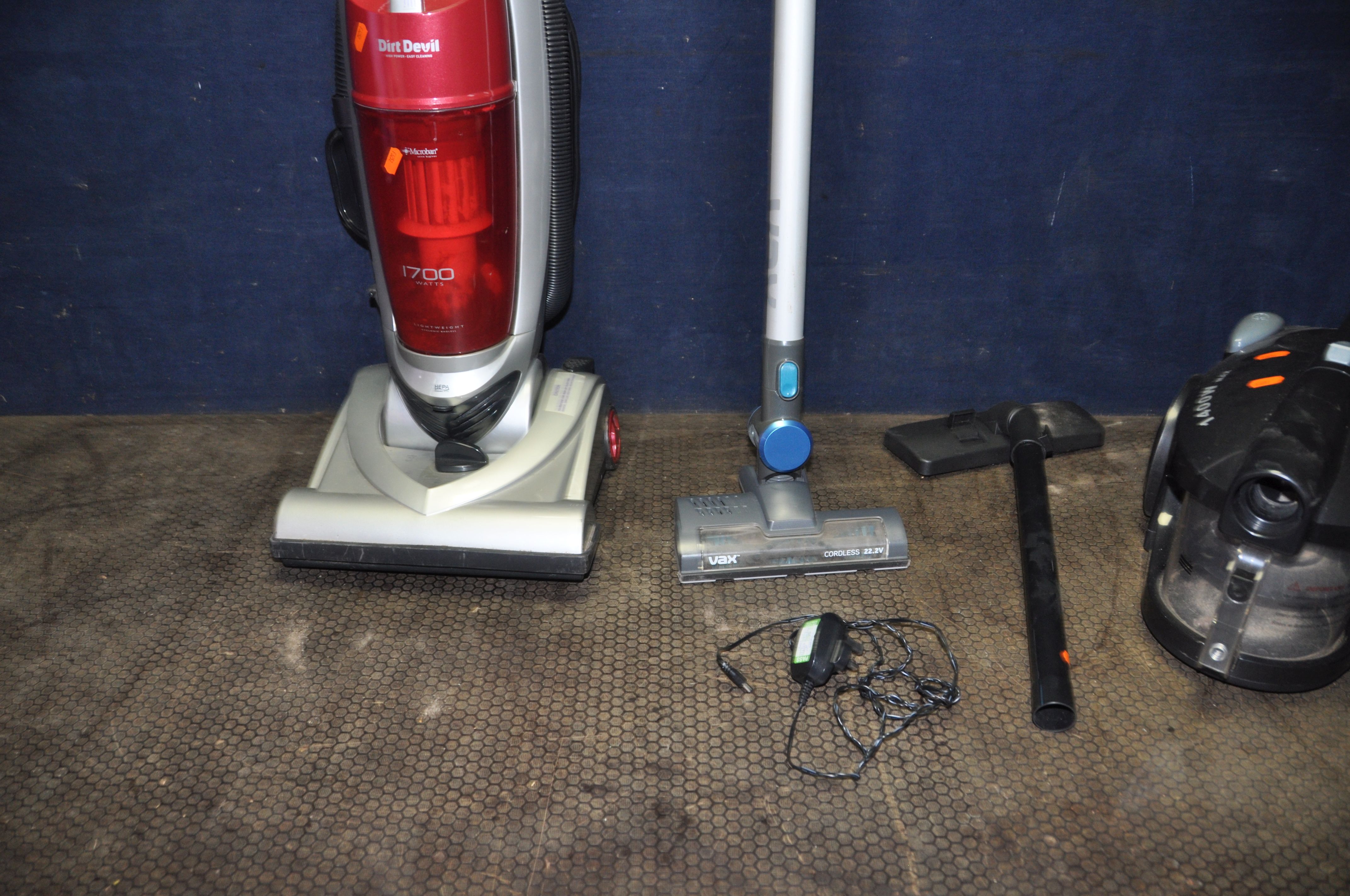 THREE VACUUM CLEANERS comprising of a Vax cordless with power supply, a Dirt Devil upright and a - Image 2 of 3