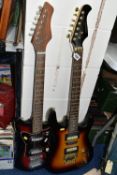 A 1960'S ELECTRIC GUITAR AND A CHANTRY SUPERSTRAT TYPE GUITAR (2) (Condition report: dusty, signs of
