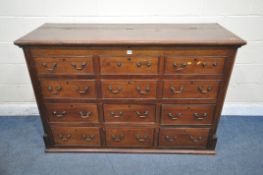 A GEORGIAN MAHOGANY LANCASHIRE CHEST, with a hinged storage compartments, six dummy drawers above