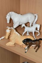 FOUR BESWICK HORSES, comprising Spirit of Youth model no 2703 in white matt finish, palomino matt