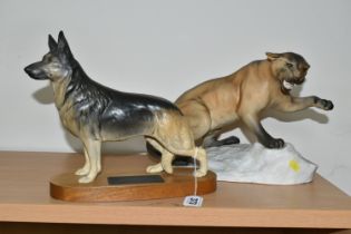 TWO BESWICK ANIMAL FIGURES, comprising a Connoisurre model of an Alsatian, a matt glazed German