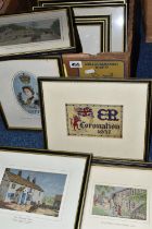 ONE BOX containing twenty-one framed Brocklehurst Silk Prints including ER VIII Coronation 1937, The