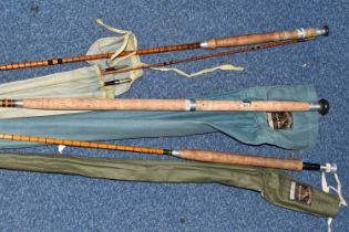 A GROUP OF THREE VINTAGE FOSTER BROTHERS FISHING RODS, comprising a Foster Brothers 10 split cane '