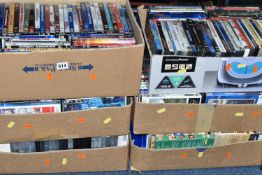SIX BOXES OF DVDS containing over 320 miscellaneous Film and TV titles including box sets