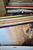 TWO BOXES AND A CASE OF RECORDS, just over one hundred vinyl LPs, artists to include Commodores, The