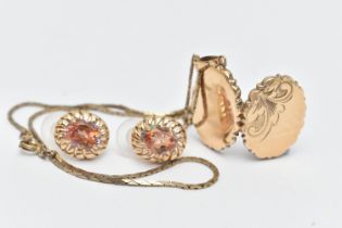 TWO ITEMS OF JEWELLERY, to include a 9ct gold oval scalloped locket suspended on a gold plated