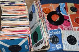 A BOX OF VINYL SINGLES, approximately one hundred and ninety records, by artists to include The