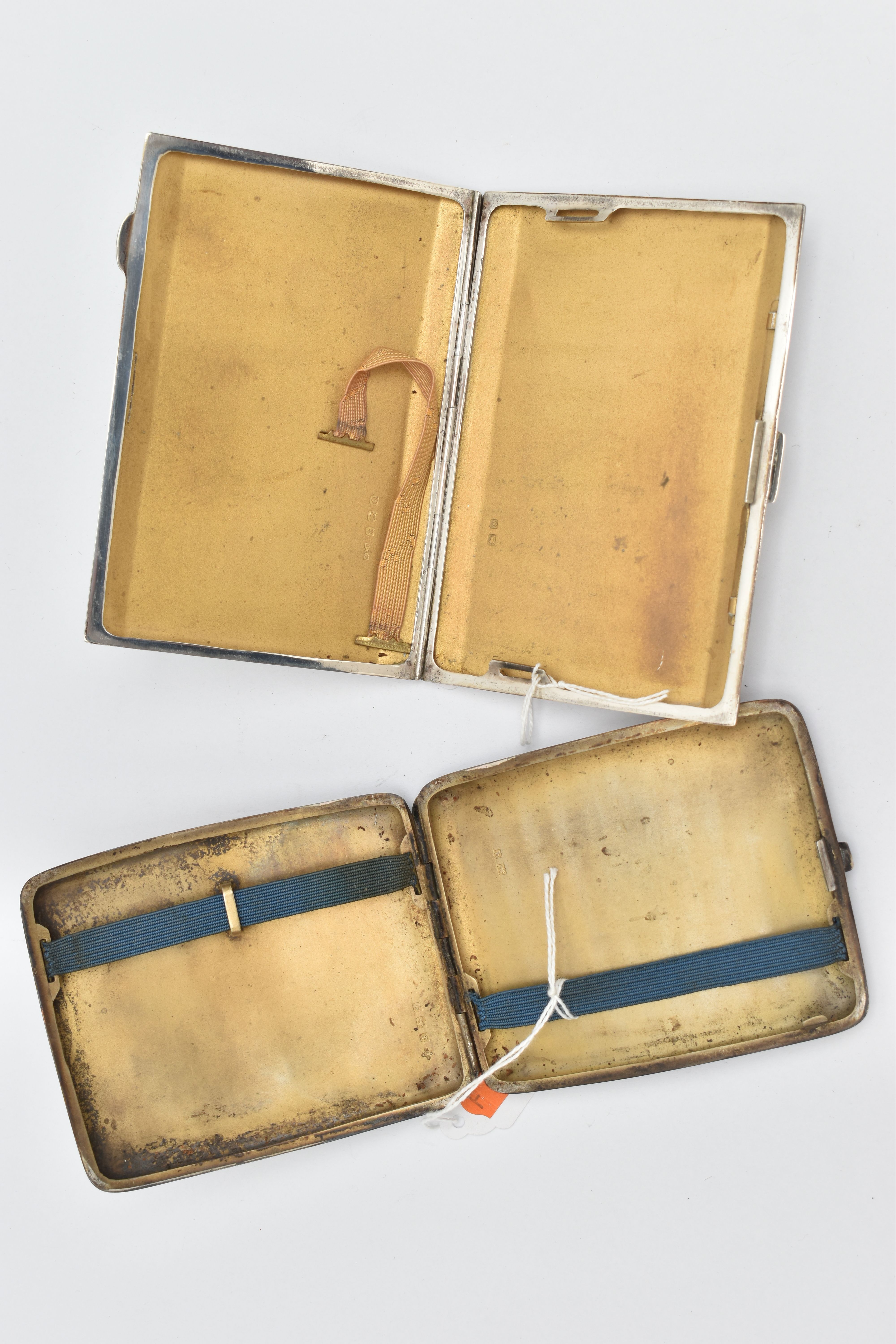 TWO SILVER CIGARETTE CASES OF RECTANGULAR FORM, one engine turned with rectangular vacant cartouche, - Image 3 of 3