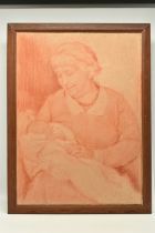 A EARLY 20TH CENTURY PORTRAIT OF A GRANDMOTHER HOLDING A BABY, the seated portrait depicts the