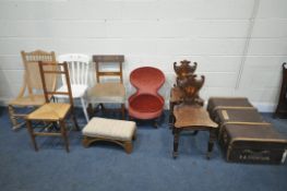 A SELECTION OF VARIOUS PERIOD CHAIRS, to include a pair of mahogany shield back hall chairs, with