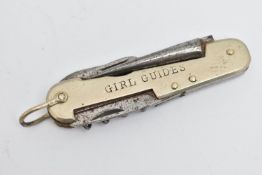 A GIRLS GUIDE POCKET KNIFE, multi-functional pocket knife, engraved to one side 'Girl Guide' (