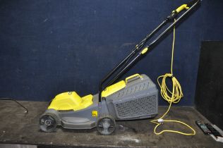 A CHALLENGE ELECTRIC LAWN MOWER with grassbox (PAT pass and working) (Condition Report: one wheel