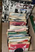 ONE BOX OF SINGLES AND A ROLLING STONES 'EXILE ON MAIN STREET' ALBUM 1972 COC 69100-B, together with