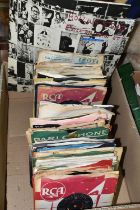 ONE BOX OF SINGLES AND A ROLLING STONES 'EXILE ON MAIN STREET' ALBUM 1972 COC 69100-B, together with