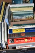 A BOX OF BOOKS INCLUDING GUN, COUNTRYSIDE, WAR AND RELATED BOOKS, titles include 'Great British