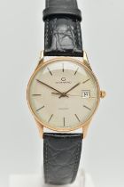 A 9CT GOLD GARRARD WRISTWATCH, with quartz movement, circular gold coloured dial signed Garrard