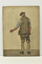 CIRCLE OF JAMES KERR LAWSON, STUDY OF A WORKING MAN, unsigned oil on board, approximate size 33cm