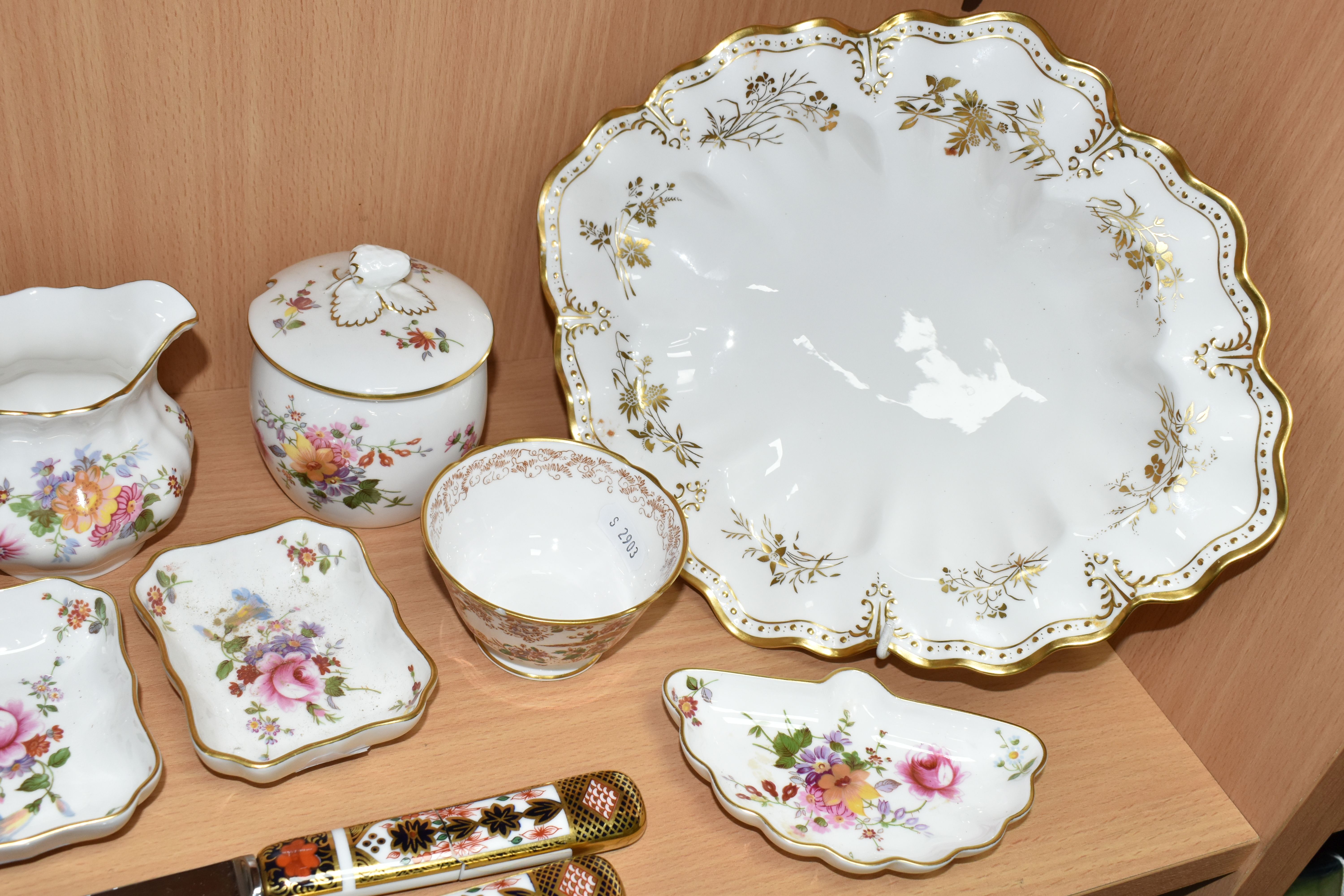A COLLECTION OF ROYAL CROWN DERBY TEA WARES, comprising two Imari bread knives, for sale to OVER 18s - Image 2 of 10