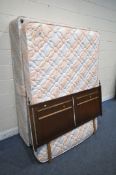 A SILENT NIGHT 4FT6 DIVAN BED AND MATTRESS, along with a mahogany headboard (condition report: