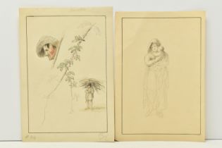 CIRCLE OF ANTHONY THOMAS DEVIS (1729-1916) TWO UNSIGNED PAGES OF SKETCHES, comprising a study of a