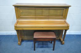 A CHALLEN AND SON UPRIGHT PIANO, width 149cm x depth 64cm x height 119cm, along with a mahogany
