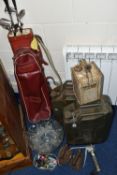 TWO 20 LITRE JERRY CANS, a Valor 'Esso Blue' paraffin can with handle and spout, a Wanner grease
