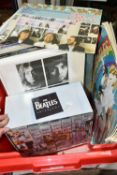 ONE BOX OF BEATLES AND ATTRIBUTING ARTISTS L.P'S AND EPHEMERA, to include a 2018 'The Beatles' No.