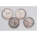 FOUR SILVER HORSE RACING MEDALS, each hallmarked 'Fattorini & Sons Ltd' Birmingham, 1975-76,