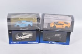 FOUR BOXED MODEL VEHICLES, the first is a Fujimi Resin Collection 2011 Lamborghini Aventador