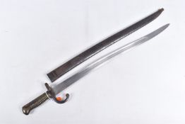 A FRENCH NINETEENTH CENTURY CHASSEPOT BAYONET, the blade is nice and clean and the top edge of it