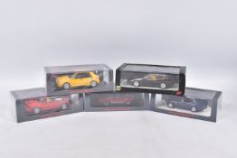 FIVE BOXED SPARK MODEL MINIMAX VEHICLES 1:43 SCALE, to include a Lotus Elite S2 Black 1980, numbered