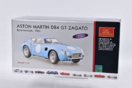 A BOXED LIMITED EDITION CMC ASTON MARTIN DB4 GT ZAGATO RENNVERSION 1961 1:18 SCALE DIECAST MODEL