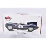 A BOXED CMR JAGUAR D-TYPE NO.4 SANDERSON/FLOCKHART WINENR 24H LM 1956 1:18 SCALE DIECAST MODEL