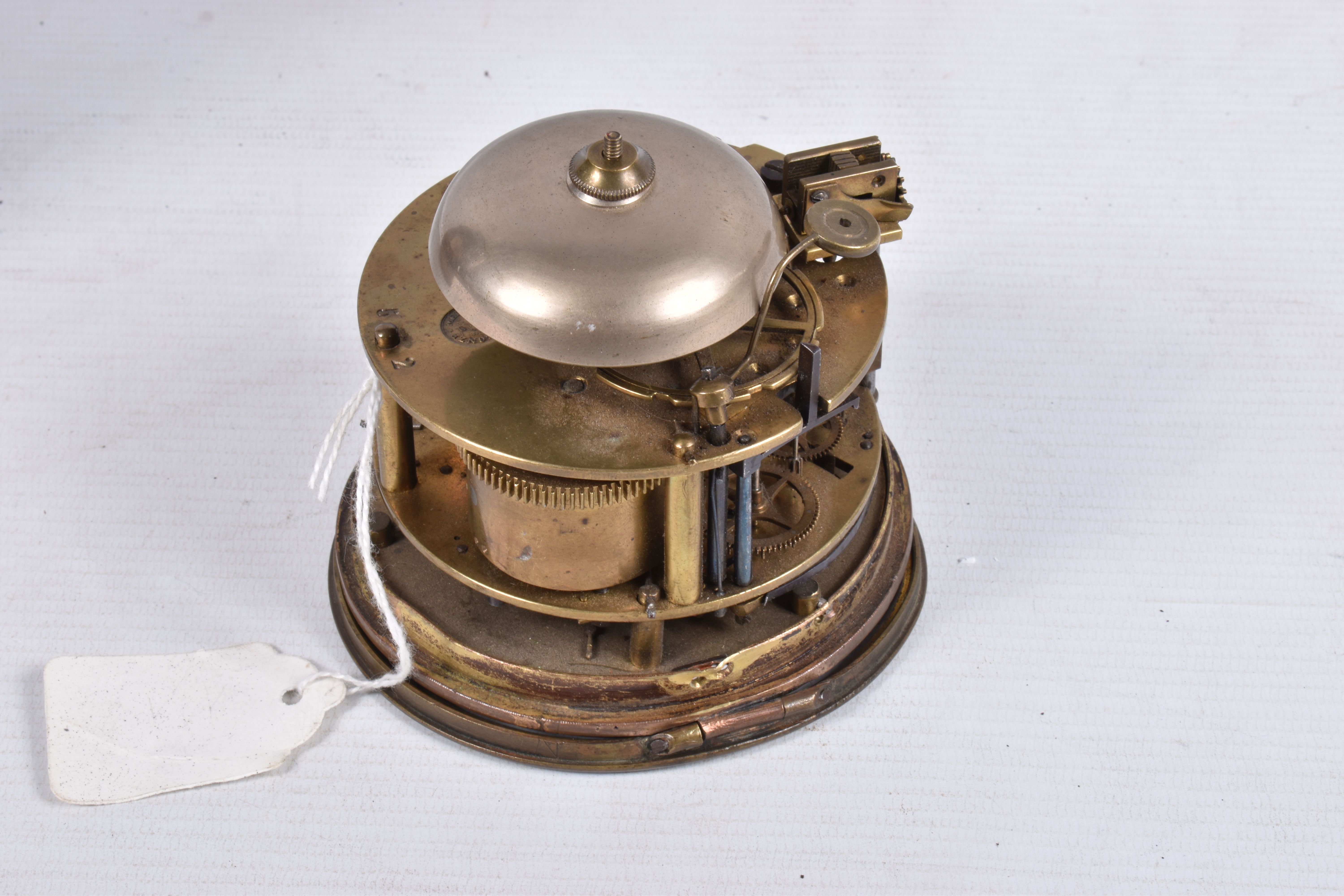 A TRENCH ART MANTLE CLOCK FORMED FROM A BOMB CASING, 19th century movement free from the case, - Image 4 of 11