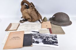 A SELECTION OF WWII MILITARY AND FIRE SERVICE RELATED ITEMS, included in this lot is a WWII steel