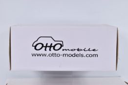 A BOXED OTTO MOBILE ALPINE A610 TURBO 1:18 SCALE DIECAST MODEL VEHICLE, numbered OT030 UVI, yellow