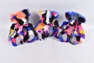 THREE UNBOXED CHARLIE BEARS BLOTCH PLUSH BEARS, No.CB2170210, all appear complete and in very good